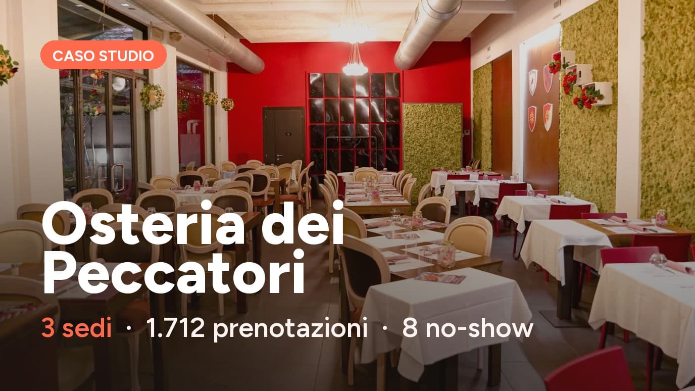 La sala rossa dell'Osteria dei Peccatori con i tavoli apparecchiati, foto del locale: caso studio Osteria dei Peccatori, 3 sedi con RistorantePRO