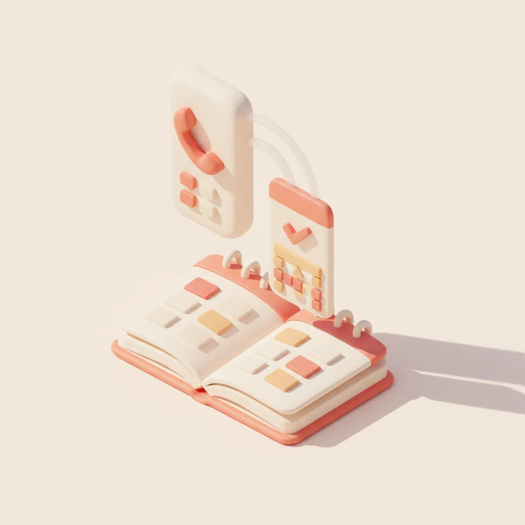 Illustrazione 3D soft che rappresenta: la prenotazione entra in agenda