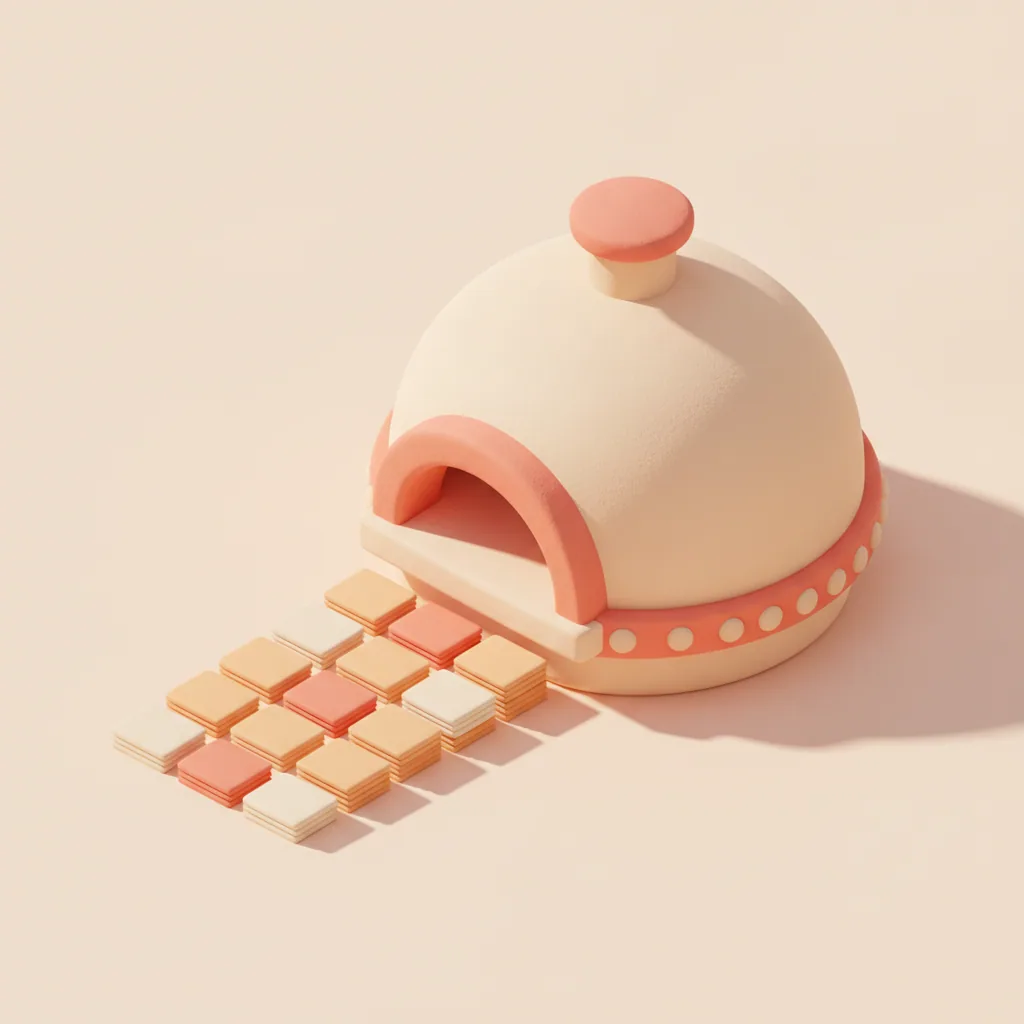 Illustrazione 3D soft che rappresenta: comande al forno in ordine di preparazione