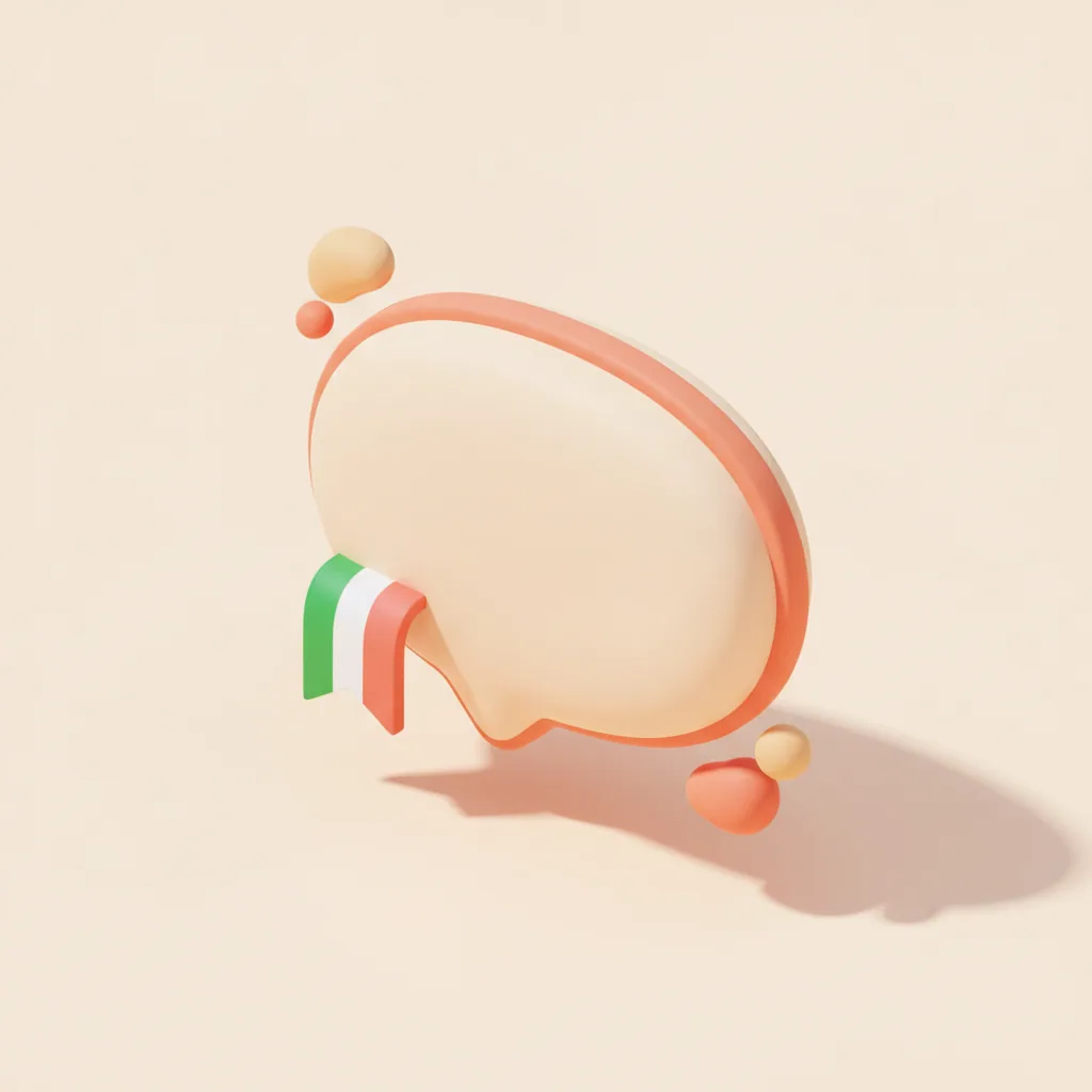 Illustrazione 3D soft che rappresenta: in italiano vero