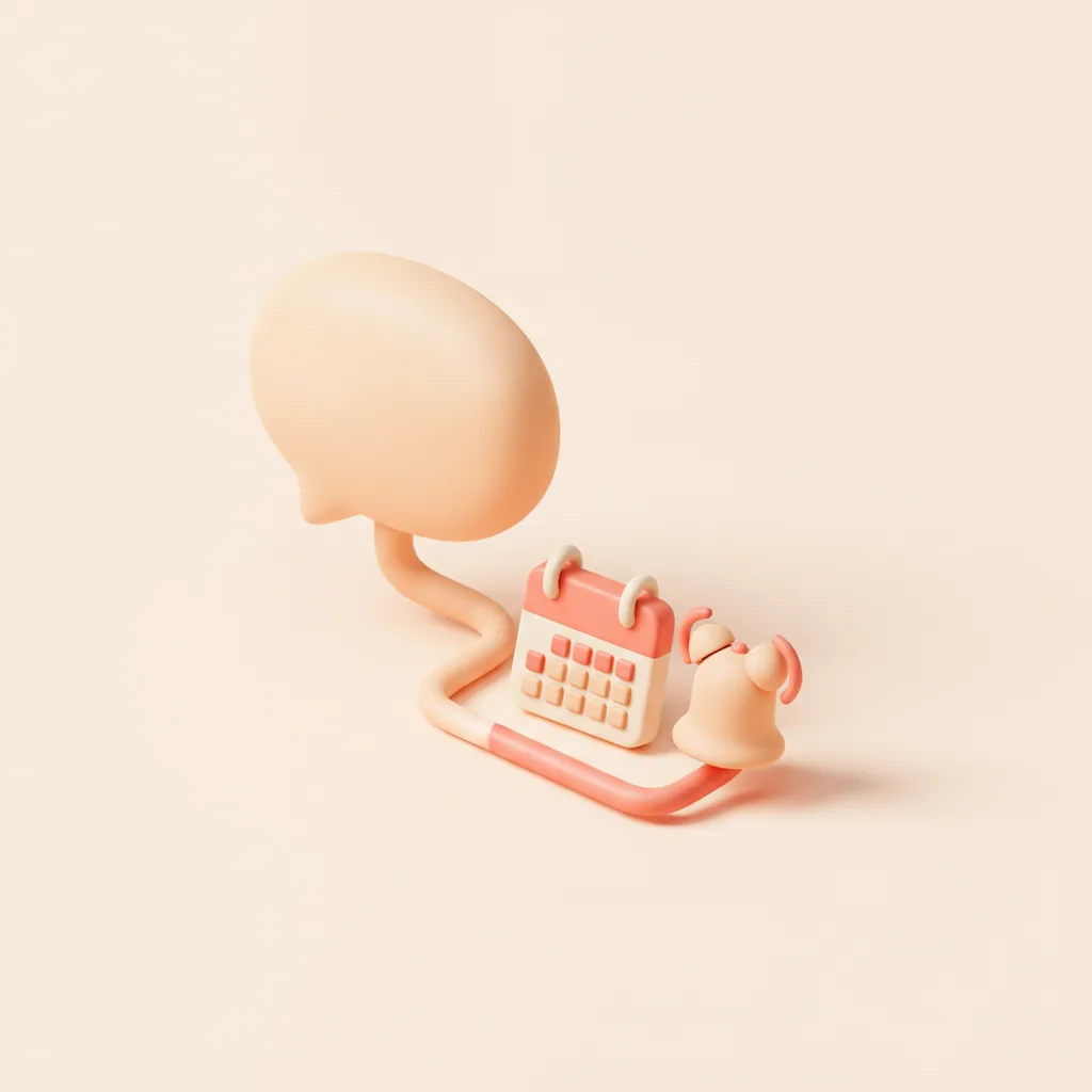Illustrazione 3D soft che rappresenta: conferme e reminder collegati all'agenda
